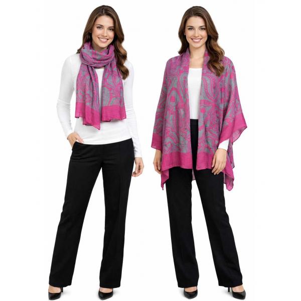 wholesale Butter Soft Shawls - 4360/4345 4345 - Fuchsia Multi - 30