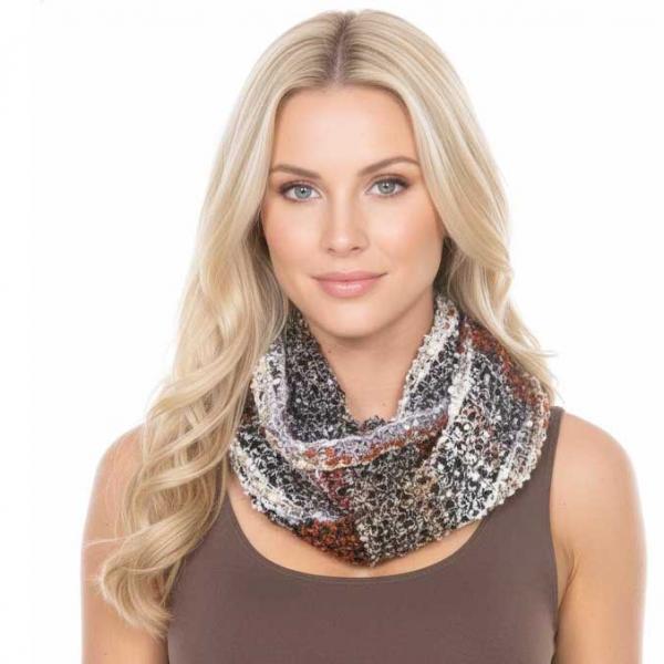 wholesale 26791 - Confetti Infinity Scarves Black-Chestnut-Beige - 