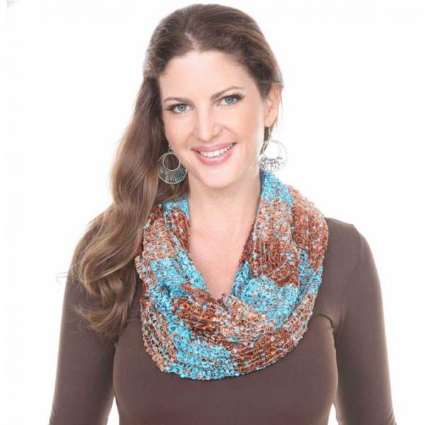 wholesale 26791 - Confetti Infinity Scarves Turquoise-Brown - 