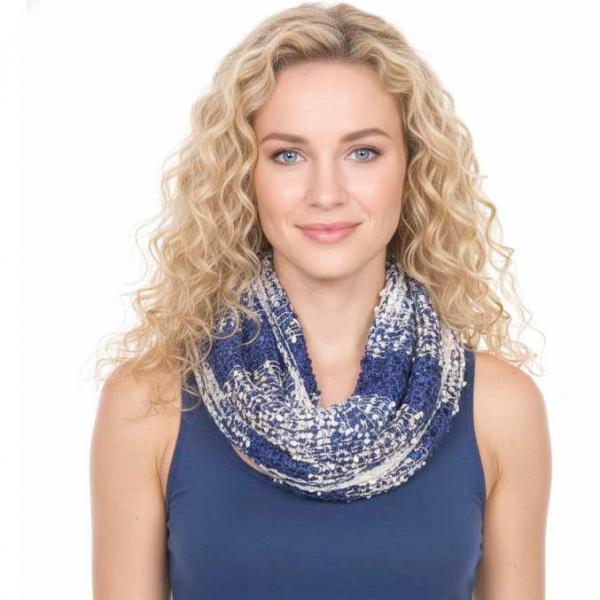 wholesale 26791 - Confetti Infinity Scarves Beige-Navy-Mint - 