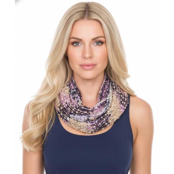 wholesale 26791 - Confetti Infinity Scarves Beige-Lavender-Navy - 