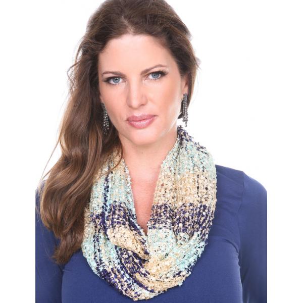 Wholesale 26791 - Confetti Infinity Scarves Royal-White-Beige (MB) - 