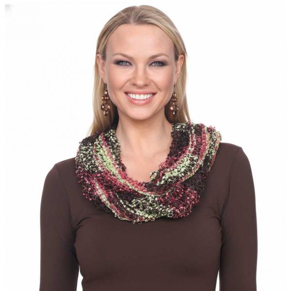 wholesale 26791 - Confetti Infinity Scarves Brown-Raspberry-Kiwi - 