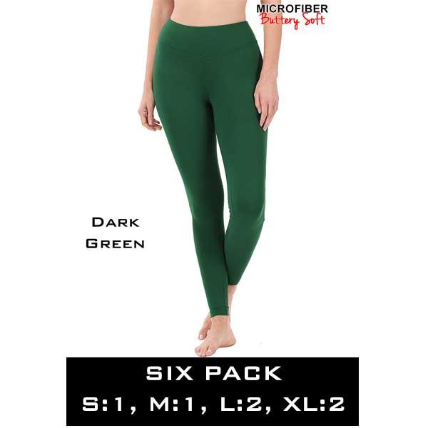 wholesale Saint Patrick's Day DARK GREEN (SIX PACK) Microfiber Wide Waistband Leggings - 3239 (1S,1M,2L,2XL) - S:1,M:1,L:2,XL:2