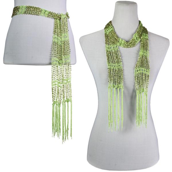 wholesale Saint Patrick's Day 1755 - Celery w/ Gold Beads - Shanghai Beaded Scarf/Sash - One Size Fits All