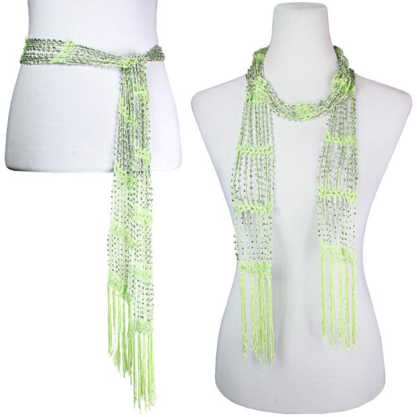 wholesale Saint Patrick's Day 1755 - Lime w/ Silver Beads - Shanghai Beaded Scarf/Sash - One Size Fits All
