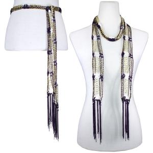 Scarves/Sash - Shanghai Beaded - Team Spirit* Baltimore (Purple-White w/ Gold Beads) - 