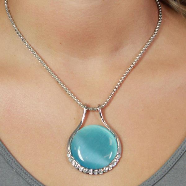 wholesale 1988 - Goddess of The Moon Necklace 33 - Light Blue - 
