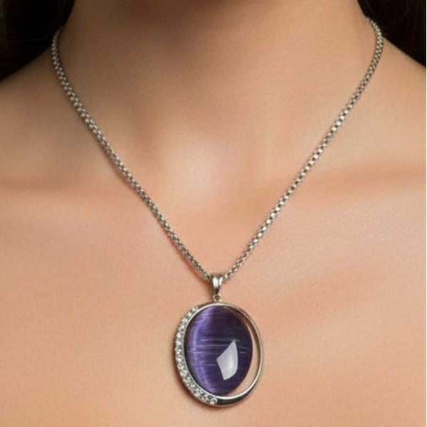 wholesale 1988 - Goddess of The Moon Necklace 29 - Purple - 