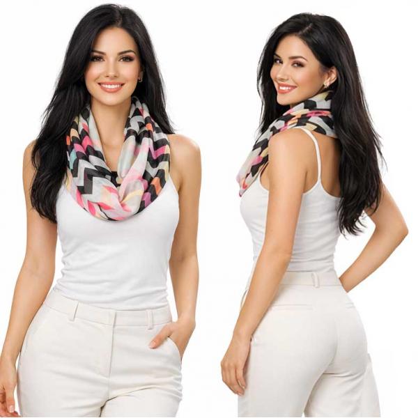 wholesale 3788 - Modern Chevron Infinity Scarf #02 Black Multi 3788 - 
