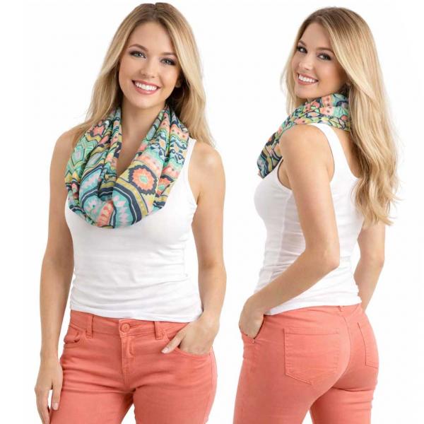 wholesale 3788 - Modern Chevron Infinity Scarf #01 Aqua Orange Multi 3788 - 