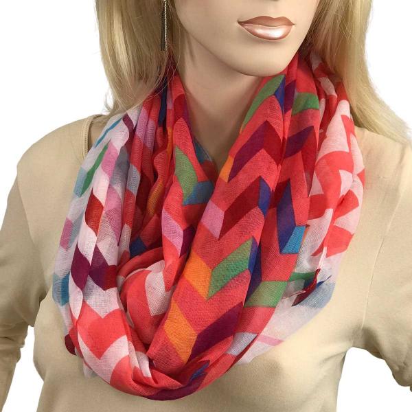 Wholesale 3788 - Modern Chevron Infinity Scarf #03 Coral Hot Pink Multi 3788 - 