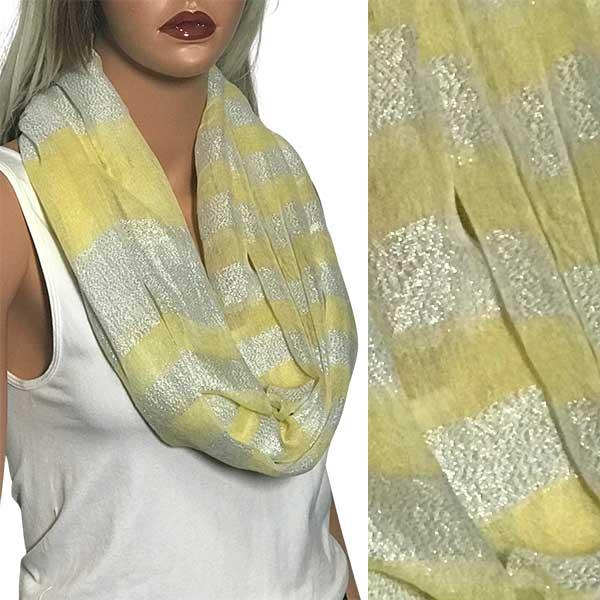 Wholesale 4041 - Lurex Stripe Infinity Scarves Yellow - 