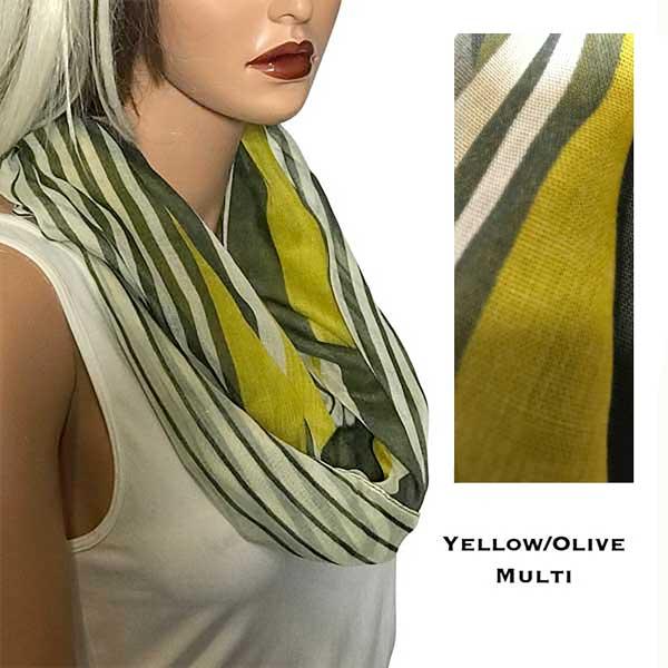 wholesale 3328 - Multi Stripes Infinity Scarves Yellow Multi - 
