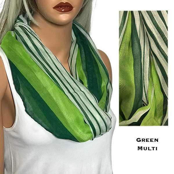 wholesale 3328 - Multi Stripes Infinity Scarves Green Multi - 