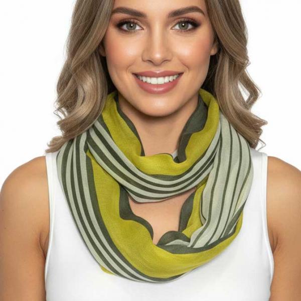 wholesale 3328 - Multi Stripes Infinity Scarves Yellow Multi - 
