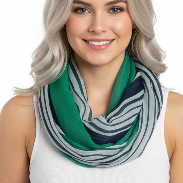wholesale 3328 - Multi Stripes Infinity Scarves Teal Multi - 