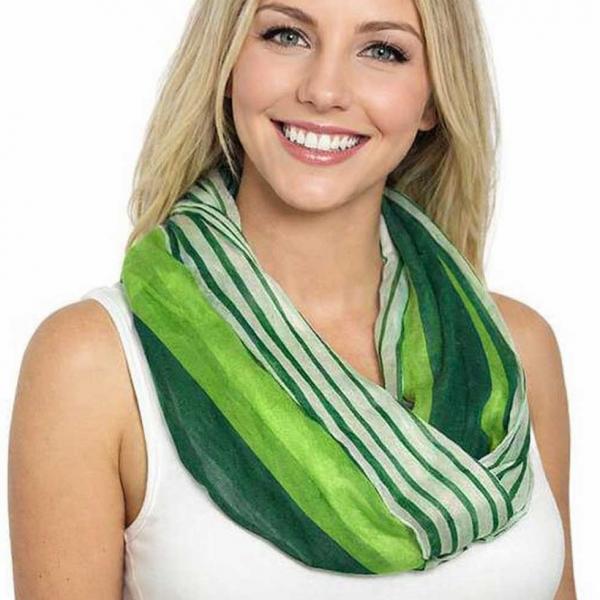 wholesale 3328 - Multi Stripes Infinity Scarves Green Multi - 