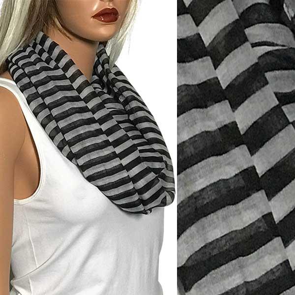 wholesale 3329 - Striped Infinity Scarves Black Infinity Scarf - Striped 3329 - 