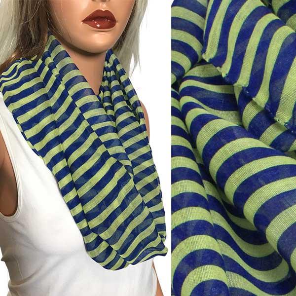 3329 - Striped Infinity Scarves Yellow/Blue - 