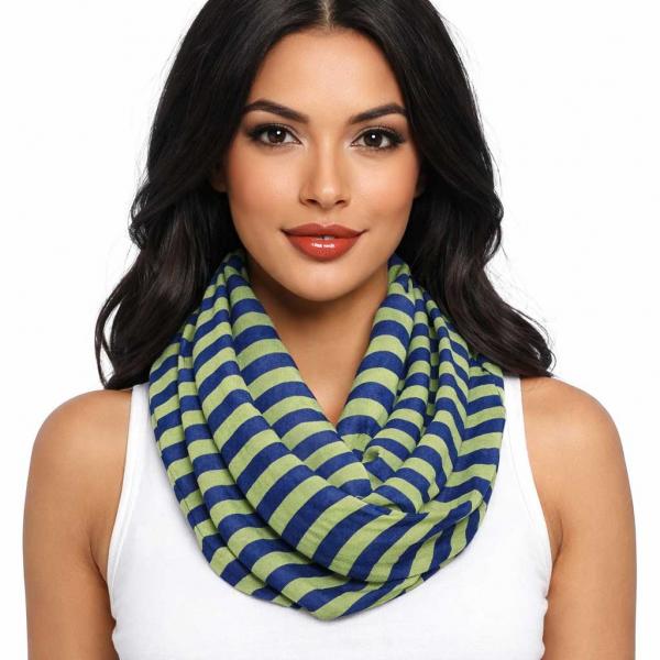 wholesale 3329 - Striped Summer Infinity Scarves Yellow/Blue - 