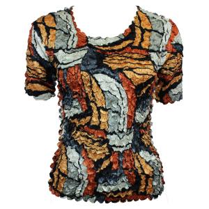 Wholesale 2074 - Satin Petal Shirts - Short Sleeve Pop Art - Orange - One Size Fits Most