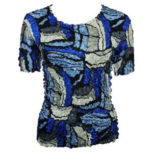 2074 - Satin Petal Shirts - Short Sleeve Pop Art - Royal - One Size Fits Most