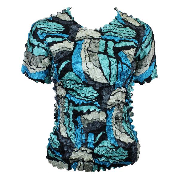 Wholesale 2074 - Satin Petal Shirts - Short Sleeve Pop Art - Turquoise - One Size Fits Most
