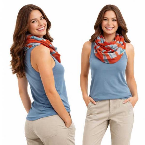 wholesale 3262 - Infinity Scarves - Watercolor Stripes  Coral - 