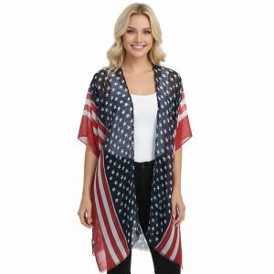 074 Red, White and Blue - US Flag 9644 <br>American Flag Kimono with Sequins - 