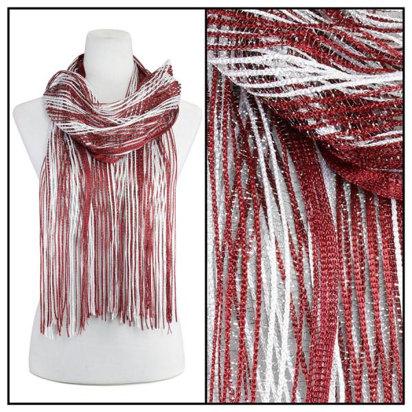 074 Red, White and Blue - US Flag Oblong Scarves - Metallic Two Tone 249x001 Red-Silver - 