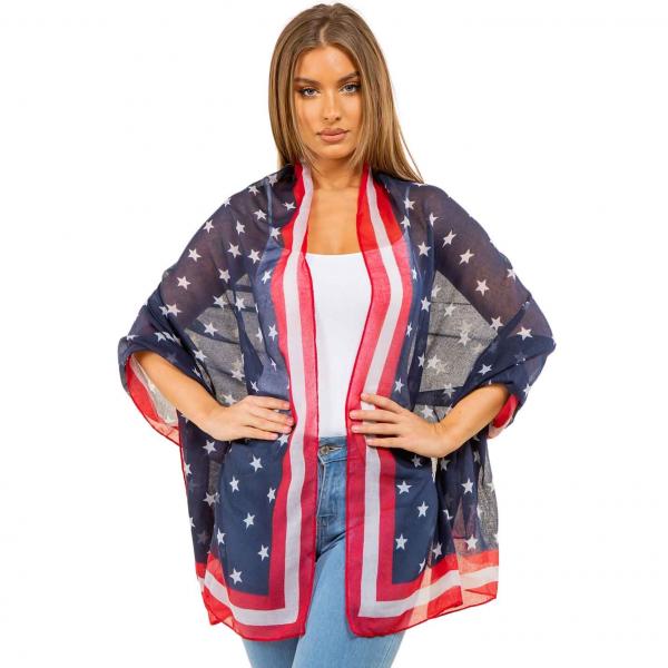 wholesale 074 Red, White and Blue - US Flag GPO4132 - Americana Star Scarf - 