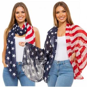 Wholesale 074 Red, White and Blue - US Flag GPO/4133 (G)- Americana Stars and Stripes Scarf  - 