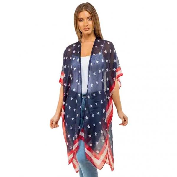 wholesale 074 Red, White and Blue - US Flag KP4132 (G)- Americana Star Kimono - 