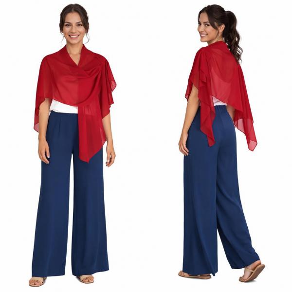 wholesale 074 Red, White and Blue - US Flag Georgette Pull Through Wrap<br>
Red
 - One Size Fits Most