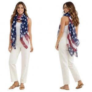 Wholesale 074 Red, White and Blue - US Flag GPO/LC02 <br>American Flag Design Scarf - 34