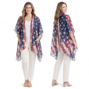 074 Red, White and Blue - US Flag KM/LC02 <br>American Flag Design Kimono - 34
