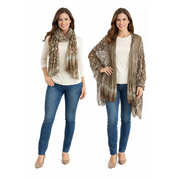 wholesale 1024 - Floral w/ Striped Border Scarves 1024 - Brown<br>
Floral w/Striped Border Scarf - 