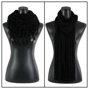 C Oblong Scarves - Long Two Way Knit Tube* Black Oblong Scarves - Long Two Way Knit Tube* - 