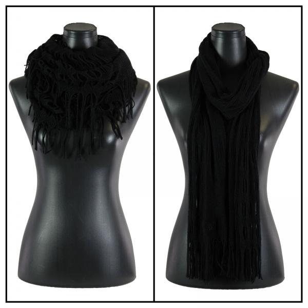 Wholesale C Oblong Scarves - Long Two Way Knit Tube* Black Oblong Scarves - Long Two Way Knit Tube* - 