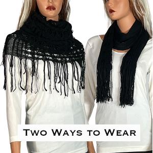 2140 - Long Knit Two Ways to Wear Scarf Black Oblong Scarves - Long Two Way Knit Tube* - 