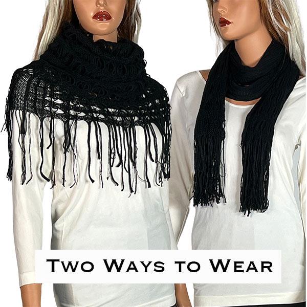 Wholesale 2140 - Long Knit Two Ways to Wear Scarf Black Oblong Scarves - Long Two Way Knit Tube* - 