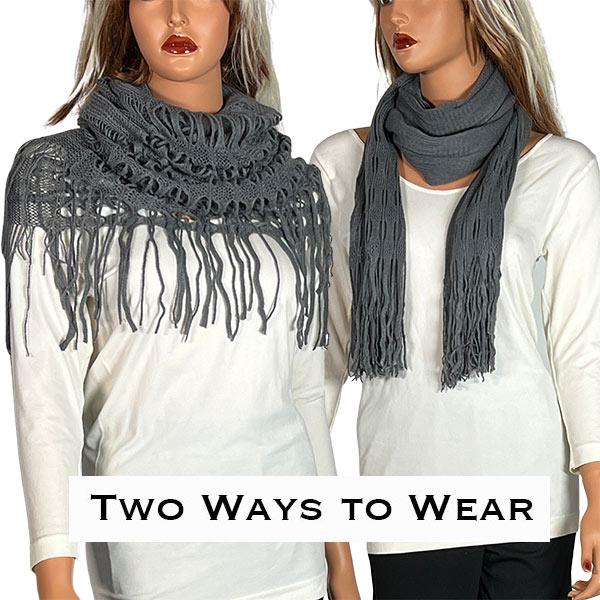 Wholesale 2140 - Long Knit Two Ways to Wear Scarf Grey Oblong Scarves - Long Two Way Knit Tube* - 