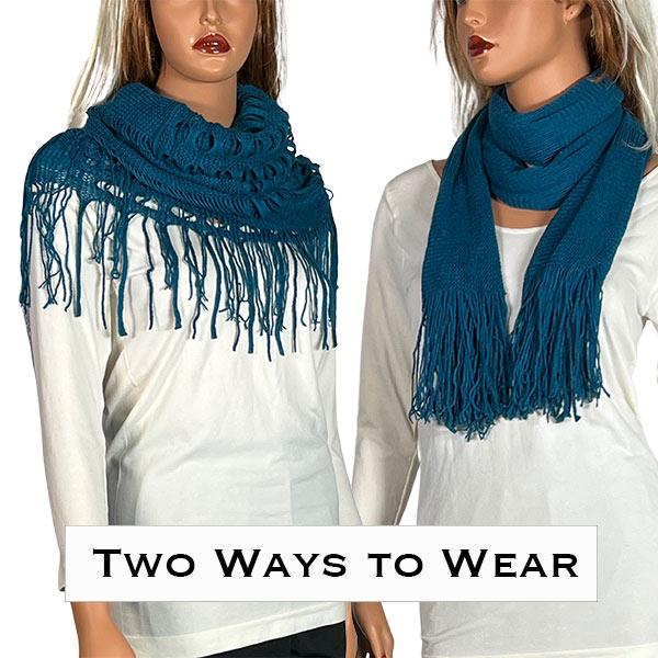 wholesale 2140 - Long Knit Two Ways to Wear Scarf Teal Blue Oblong Scarves - Long Two Way Knit Tube* - 