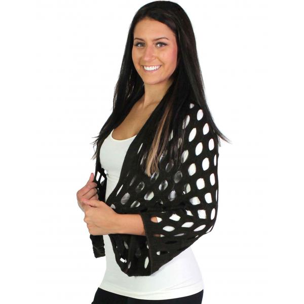 wholesale 2141 - Oval Mesh Scarf/Shrug Black - 