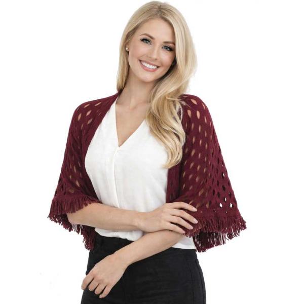wholesale 2141 - Oval Mesh Scarf/Shrug Burgundy w/ Mesh - 