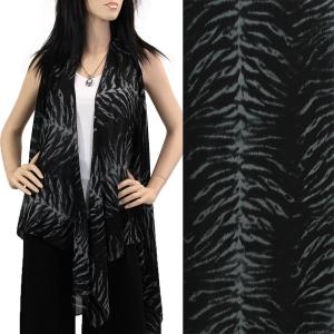2144 - Chiffon Scarf Vests (Style 2)  #0483 Black - One Size Fits All
