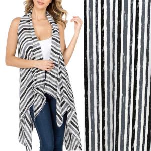 2144 - Chiffon Scarf Vests (Style 2)  #0060 Black/Grey/White Stripe - One Size Fits All