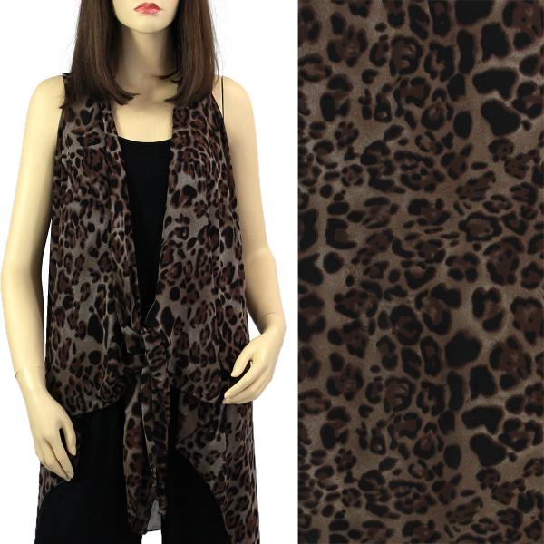 Wholesale 2144 - Chiffon Scarf Vests (Style 2)  #0029 Brown - One Size Fits All