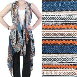 2144 - Chiffon Scarf Vests (Style 2)  #0536 Pumpkin-Blue - One Size Fits All
